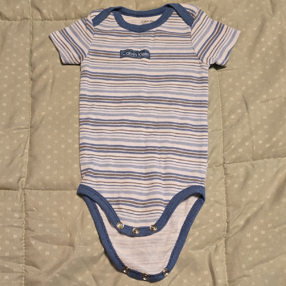 Calvin Klein Blue and White Striped Bodysuit